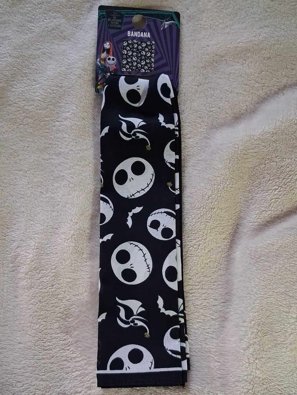 Black & White Skull Bandana - Jack Skellington Pattern W/ Pumpkins New W/ Tag